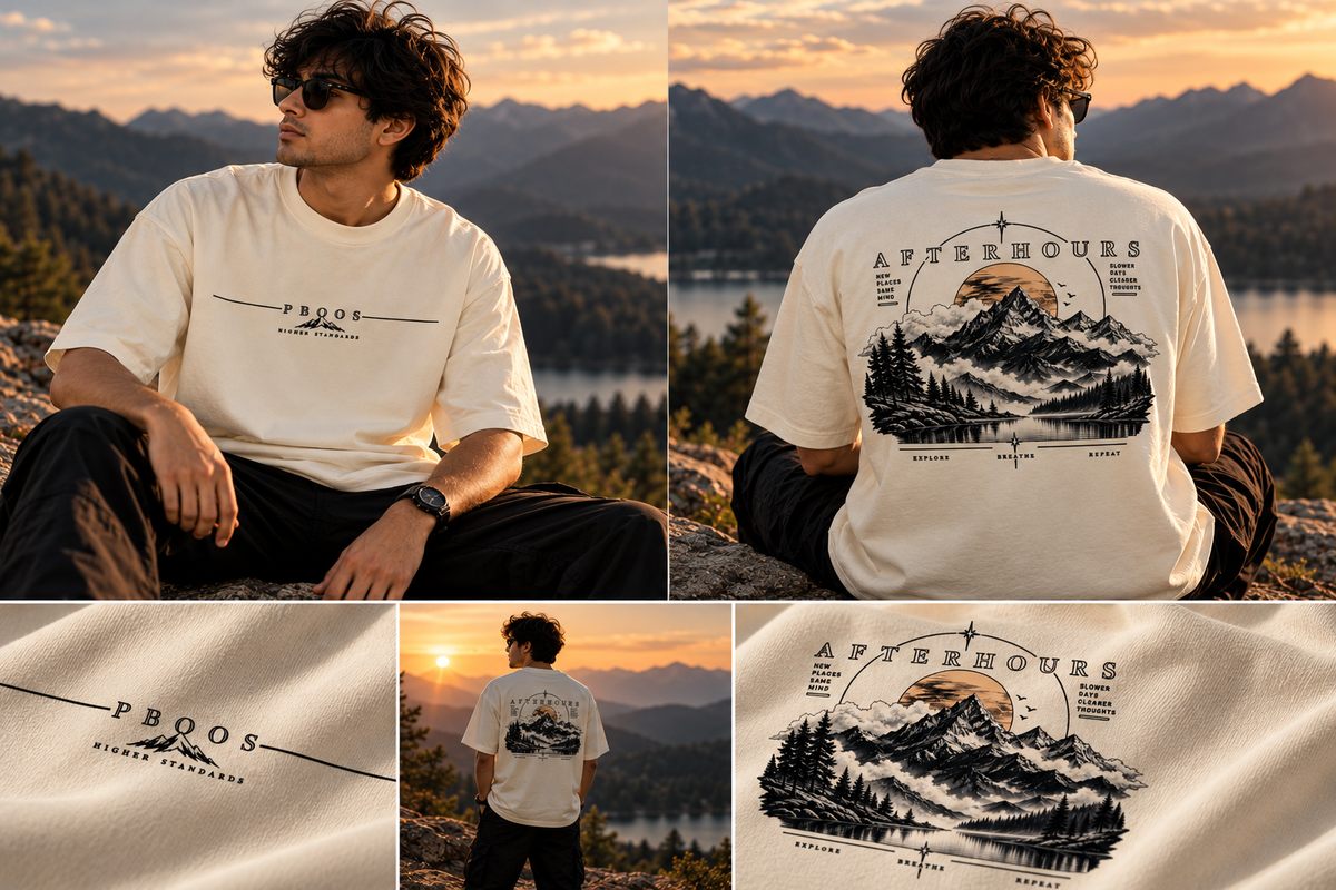 After Hours Mountain themed Unisex Terry Oversized Tee