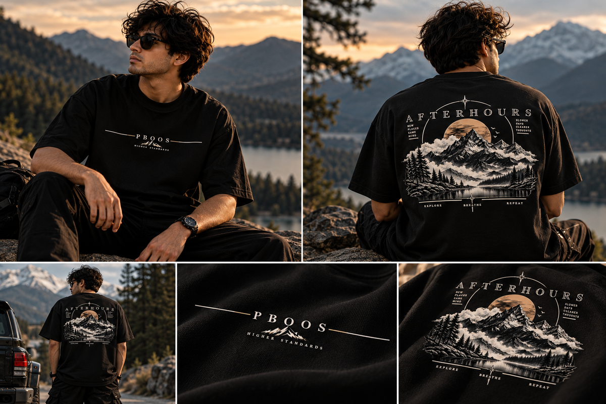 After Hours Mountain themed Unisex Terry Oversized Tee